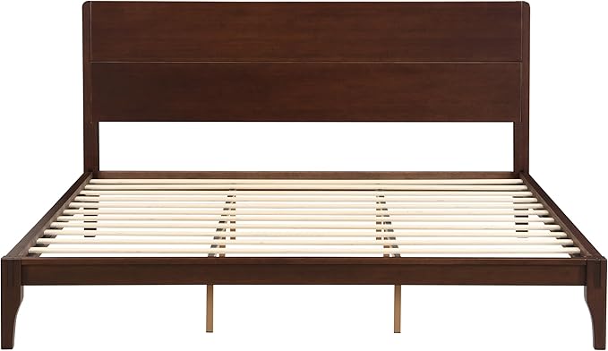 Merax King Size Bamboo Platform Bed, Mid-Century Modern Bed Frame - Image 6