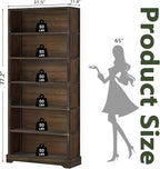TVU 6-Tier Wooden Book Shelf, Floor-Standing Display Bookcase, 77.2" H x 31.5" - Image 3