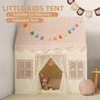 Kids Play Tent Indoor: with Brown Checkered, Rainbow Tissue Garland, Star Lights - Image 4