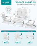 SERWALL 5 Pieces HDPE Patio Adirondack Chair Set, 2 Adirondack Chair - Image 2