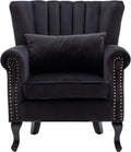 Mid-Century Modern Accent Chair Velvet Armchair Tufted Wingback Santa Club by DMFurniture