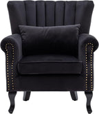 Mid-Century Modern Accent Chair Velvet Armchair Tufted Wingback Santa Club by DMFurniture