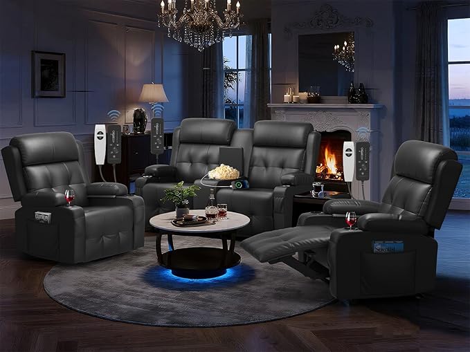 Recliner Sofa Set, Home Theater Seating Wall Hugger Recliners by TOMOSLTER