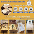 180cm Japanese Floor Table -Vintage Solid Wooden Tatami Table, Low Rectangular - Image 5
