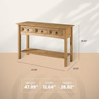 Furniture Dash Solid Wood Hall Table Console 47.9" W, 12.6" D, 28.8" H - Image 2