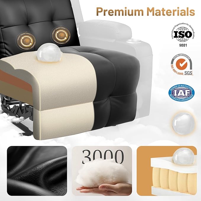 Home Theater Seating Power Recliner Chair, Massage Reclining Sofa - Image 8
