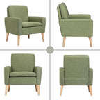 Accent Chair Set of 2 Living Room Mid-Century Modern Chair, Upholstered Fabric - Image 5
