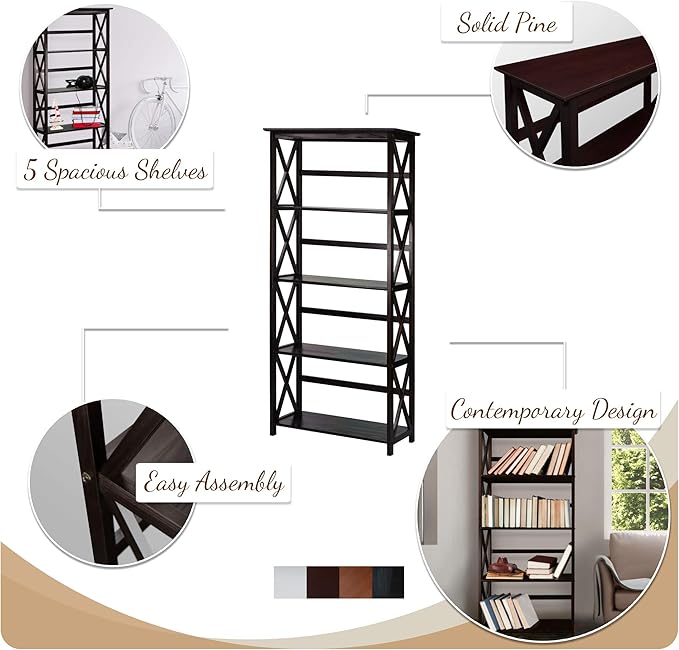 Montego 5-Shelf Bookcase - Image 4
