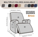 Oversized Recliner Chair Covers, 4-Piece Stretch Geometric Strokes Jacquard - Image 2