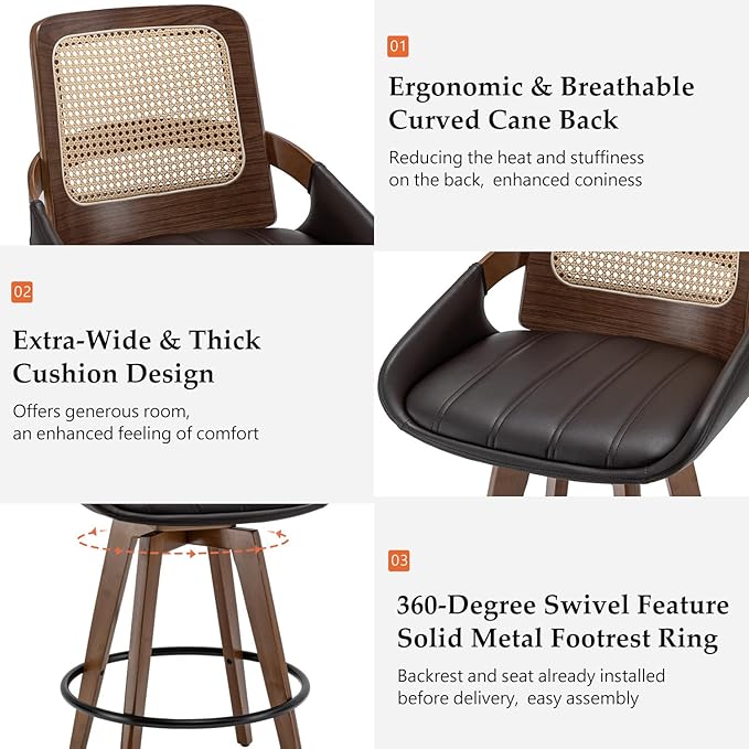 Set of 3 Bar Stools Counter Height - Image 3