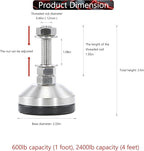 Heavy Duty 2400 lb Capacity Stainless Steel Adjustable Leveling Feet - Image 2