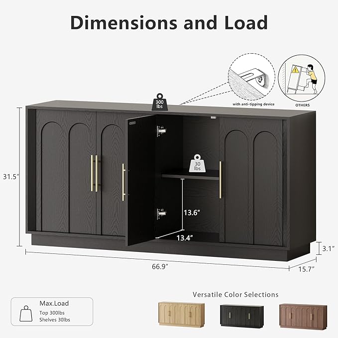 FORTUNETEC Sideboard Buffet Cabinet - Image 2