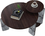 GDFStudio Round Nesting Coffee Table Set of 2, Modern Wooden Accent Side Table - Image 7