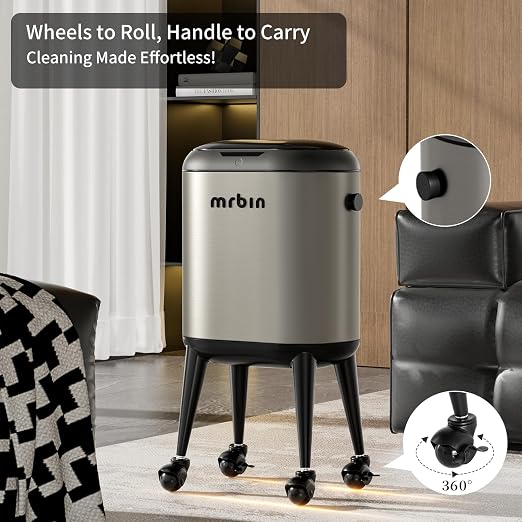 Stainless Steel Slim Bathroom Motion Sensor Trash Can - Image 4