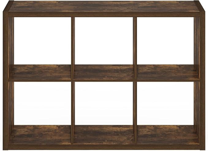 Furinno Cubicle Book Shelf, 6-Cube Bookshelf, Extra Thick Frame Horizontally & - Image 12