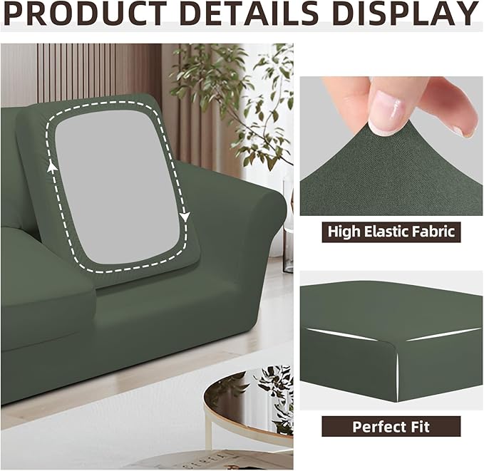 Easy-Going 7 Pieces Stretch Couch Cover Washable Sofa Cover Set - Image 6