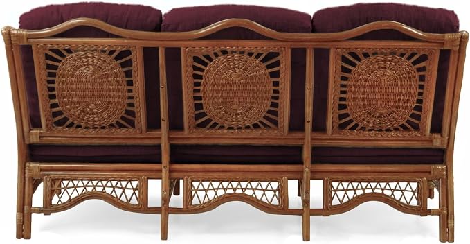 Malibu Lounge Set of 4: 2 Natural Rattan Wicker Chairs, Three-Seater Sofa - Image 9