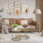 aboxoo Gold Nesting Coffee Table Set of 2, Small Glass Round Nesting Tables - Image 8