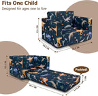 Kids Couch, 2-in-1 Kids Fold Out Couch, Convertible Kid Sofa to Lounger - Image 2