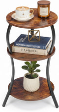Vintage Small Round Side Table, 3-Tier Slim Waist Circular End Table by YEAKOO