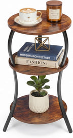 Vintage Small Round Side Table, 3-Tier Slim Waist Circular End Table by YEAKOO