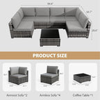 KIGOTY Patio Furniture Set, 7 Pieces Modular Outdoor Sectional Sofa, PE Rattan - Image 3