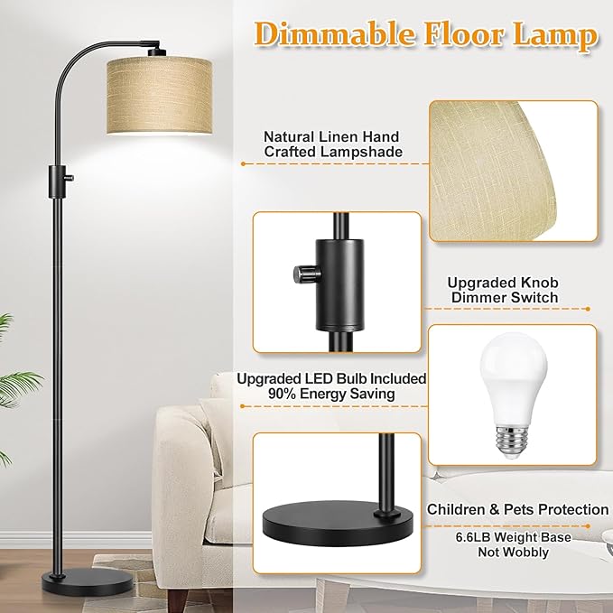 Nintiue Upgraded Modern Arc Dimmable Tall Standing Floor Lamp - Image 4