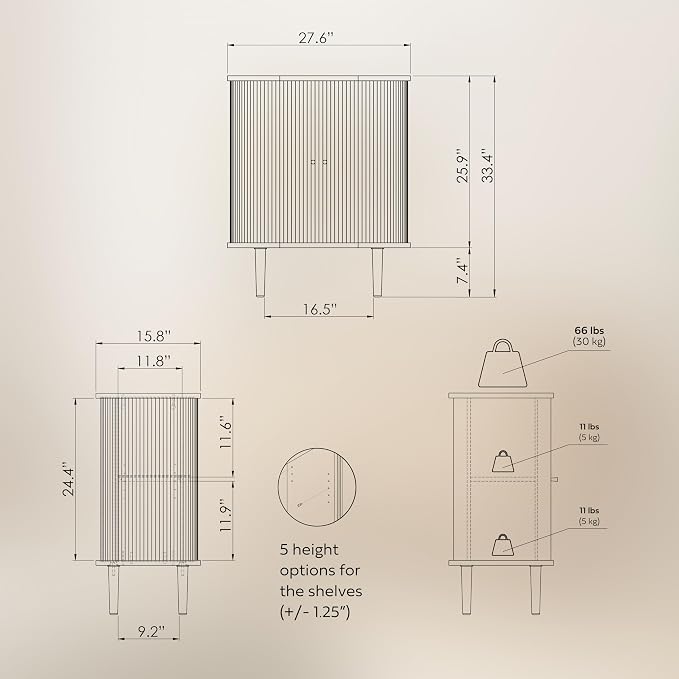 WERMO 28'' Fluted Bar Cabinet - Image 2