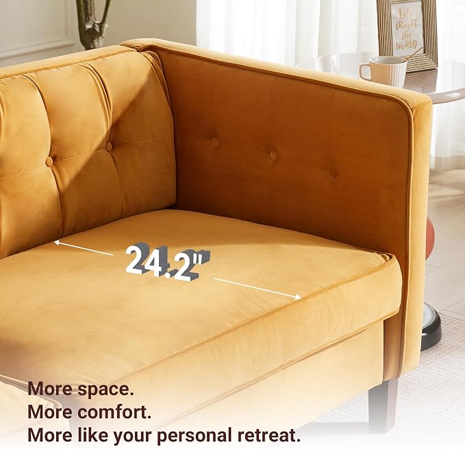 Dreamsir 78'' W Velvet Sofa, Mid-Century Love Seats Sofa Furniture - Image 8