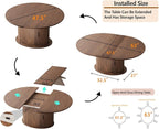 Extendable Round Dining Table for 2-4-6, 63 Inch Dining Room Kitchen Table - Image 2