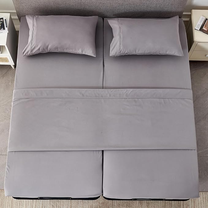 Kingnex Split Queen Sheets for Adjustable Bed Soft 1800 Microfiber 5 Pieces - Image 3