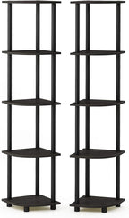 Furinno TURN-N-TUBE Corner Shelf Set of 2, 5-Tier Corner Bookshelf, Open - Image 5