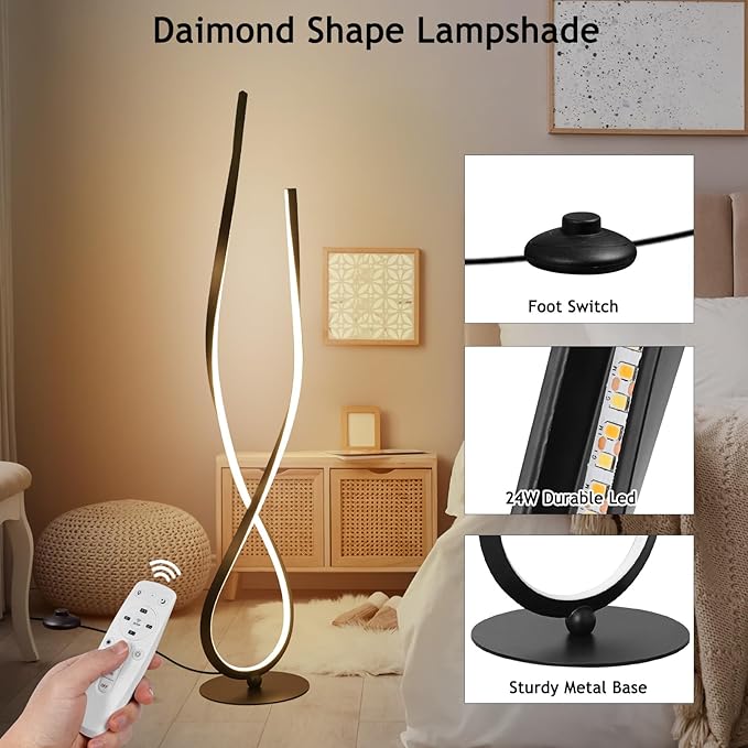 NUÜR Spiral Floor Lamp, Arched Bright Floor Lamps - Image 5