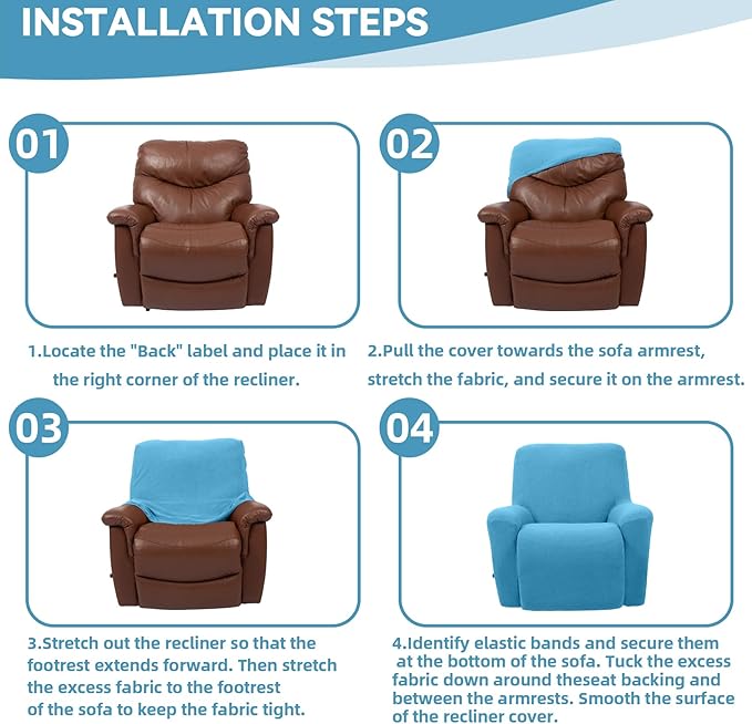 Cupuamon Recliner Chair Covers, Lazy Boy Recliner Covers Stretch Reclining - Image 6