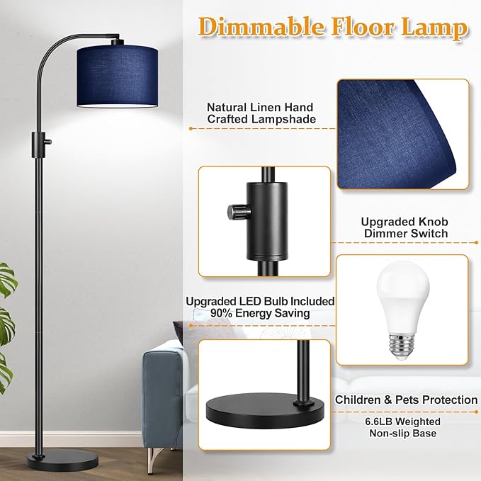 Nintiue Upgraded Modern Arc Dimmable Tall Standing Floor Lamp - Image 4