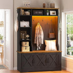CSZZD Hall Tree with Bench and Shoe Storage, Entryway Bench with Coat Racks and - Image 8