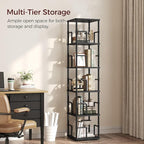 MAHANCRIS 5-Tier Rotating Bookshelf, Freestanding Corner Bookshelf, 360° - Image 5