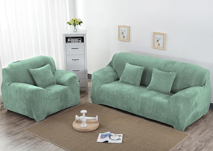 vctops 1-Piece Velvet Plush Stretch Chair Sofa Slipcover Soft Fuzzy Fluffy - Image 2