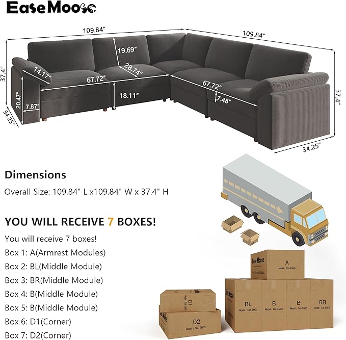 EASE MOOSE Oversized Modular Sectional Sofa, Extra Large L Shape Sectional - Image 2
