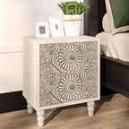 HOMPUS 2-Drawer Farmhouse Nightstand, Fully Assembled Boho Night Stand - Image 4