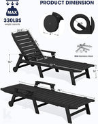 KINGYES HDPE Lounge Chair Outdoor Set of 2, Patio Chaise Lounge Recliner - Image 2