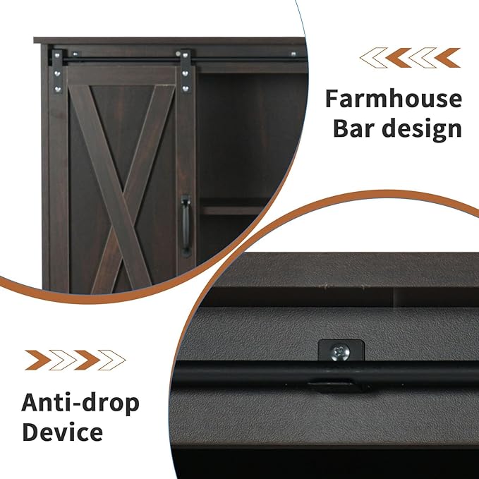 4 EVER WINNER 42" Farmhouse Coffee Bar Cabinet, Buffet Cabinet - Image 8