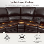 Yolsali Manual Reclining Sectional Sofa Set, 5 Seats 1+1+3 Leather Reclining - Image 5