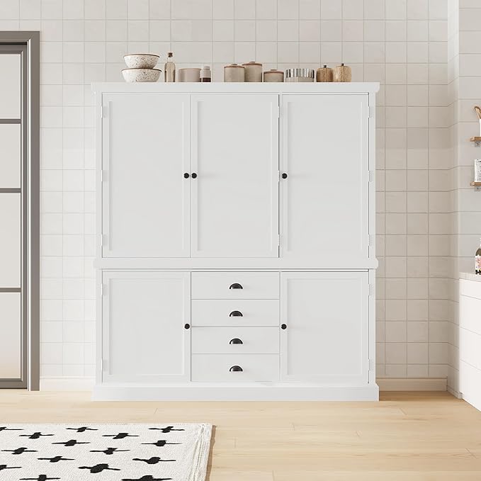 VilroCaz Freestanding Large Kitchen Pantry, Wooden Kitchen Organizers and - Image 3