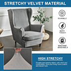 KRFOONN Wingback Chair Cover Slipcovers 2 Piece Stretch Velvet Plush Wing Chair - Image 3