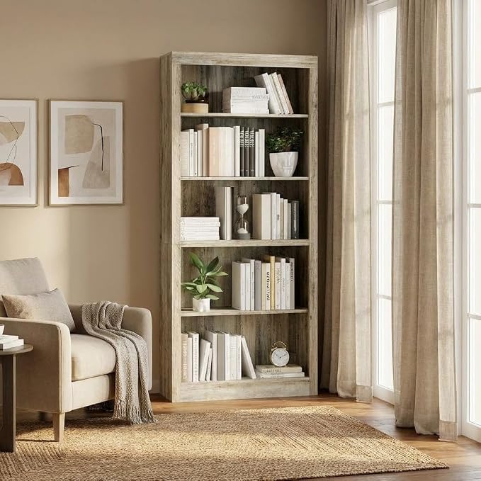 GarveeHome 71 in Tall Bookcase, Wooden Bookshelf - Image 3