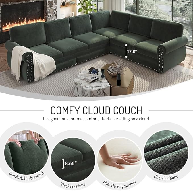 118" L-Shaped Sleeper Couch Bed - Image 8