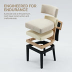 HNY Mid Century Modern Farmhouse Dining Chairs Set of 6, Linen Upholstered - Image 5