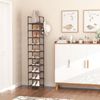 LANTEFUL Tall Shoe Rack 10-Tier Narrow Shoe Shelf Storage - Image 2