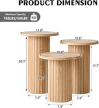 Round Side Tables Set of 3, Circle Modern Fluted Nesting Coffee Table, Accent - Image 2